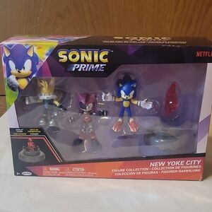 Sonic Prime New Yoke City Figure Collection - Blue, Yellow, Pink